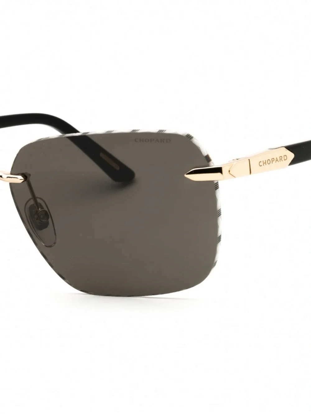 New Chopard SCHG62 300P Men’s Black Sunglasses with Gold Accents Authentic